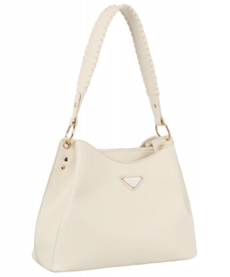 Triangle Plaque Shoulder Bag GLV0167M CREAM
